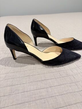 Nine West Navy Patent & Suede D’Orsay Pointed Toe Heels Size 7.5